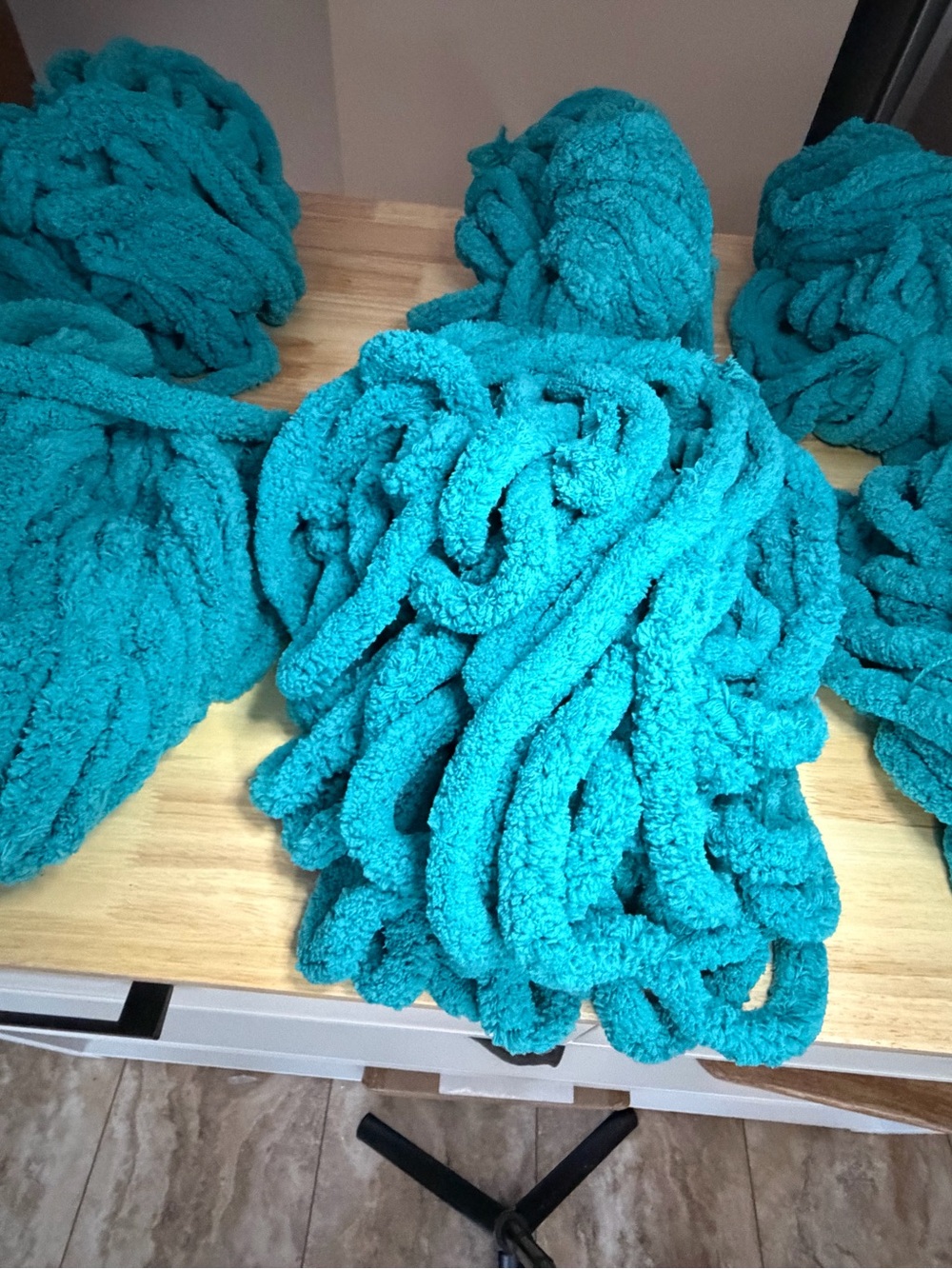 Bulk Lot Turquoise Chunky Blanket Yarn - Jumbo Chenille (6 Skeins)